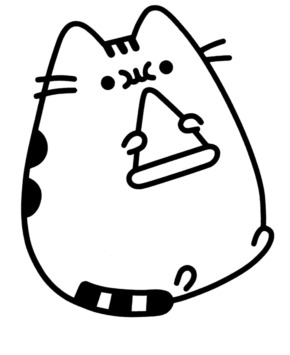 Online coloring book: Coloring page Pusheen with pizza